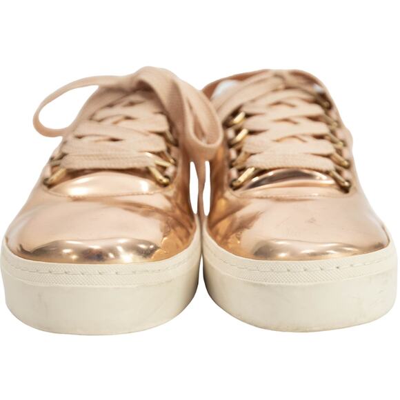 Stuart Weitzman Rose Gold Patent Leather Gaming Sneakers Size 8.5 - Picture 3 of 12